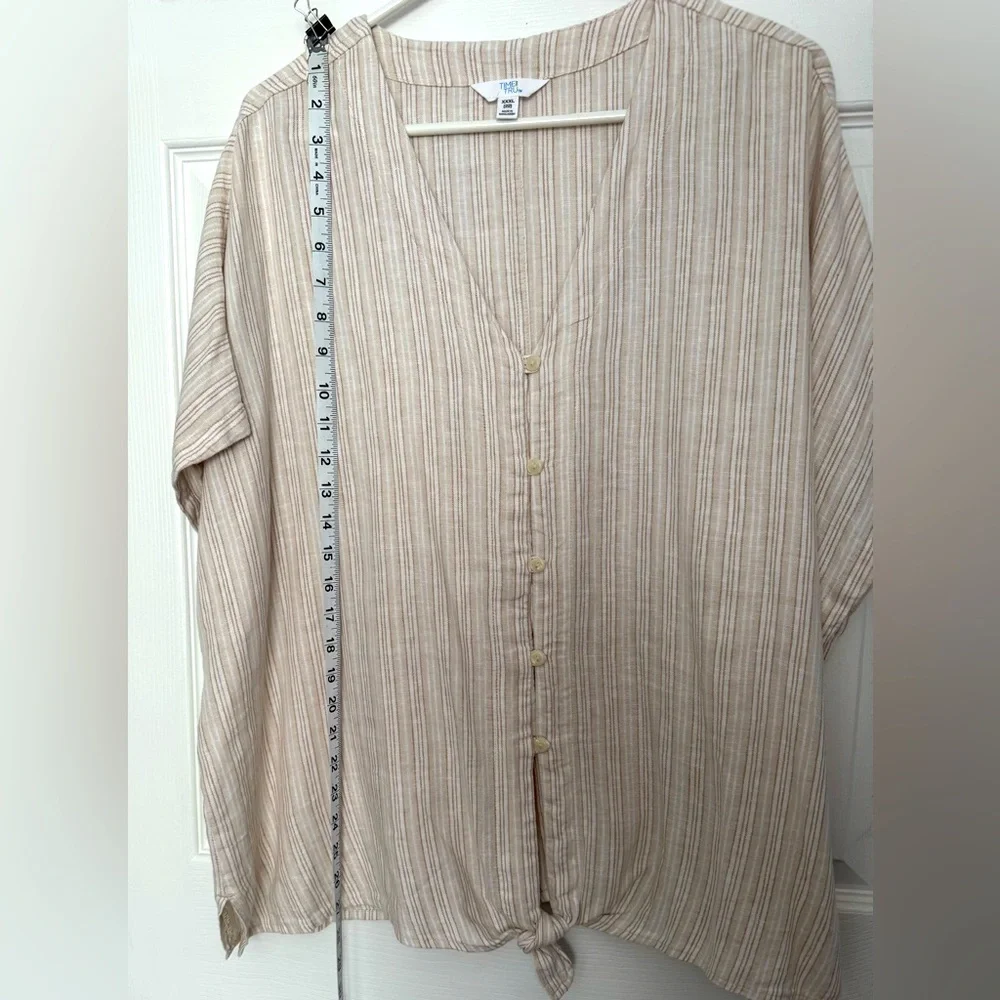 Tie Front Cap Sleeve Linen Top XXXL (22) NWT - Picture 6 of 13